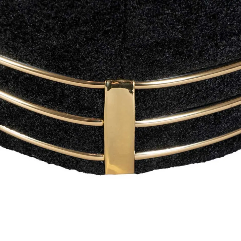 Polsterhocker in Schwarz mit Gold - Velsamos