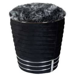 Polsterhocker in Schwarz und Dunkelgrau - Galveston