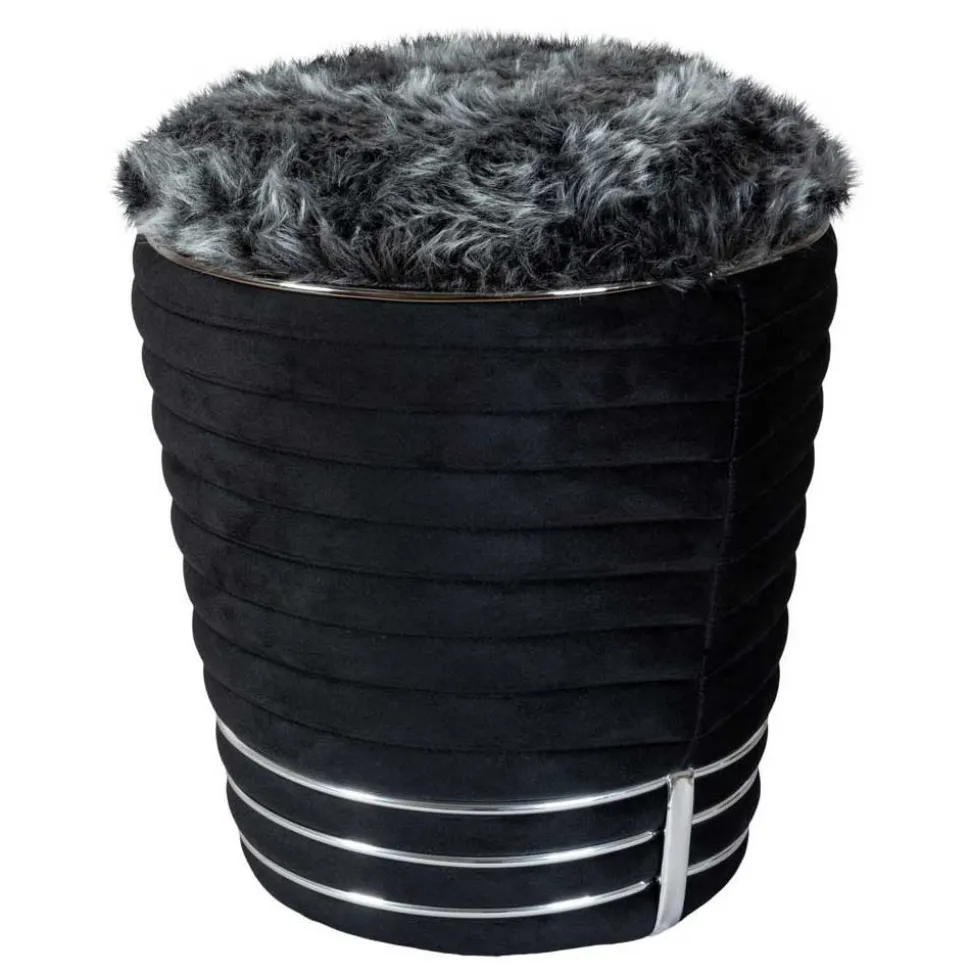 Polsterhocker in Schwarz und Dunkelgrau - Galveston