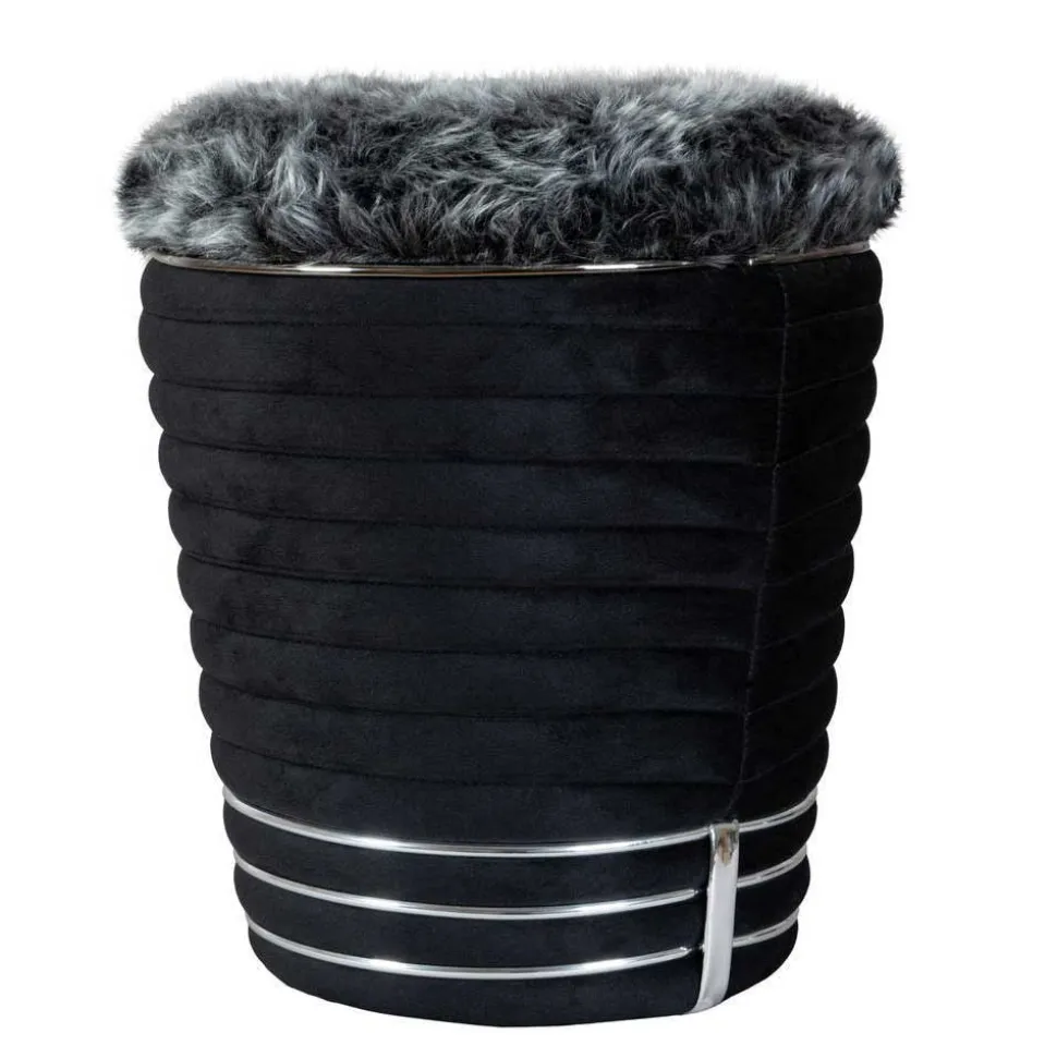 Polsterhocker in Schwarz und Dunkelgrau - Galveston