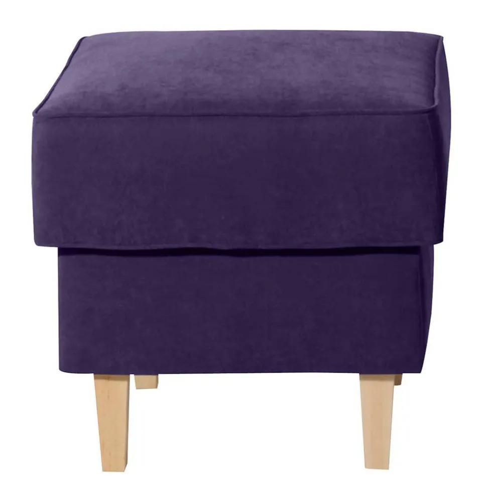Polsterhocker in Violett Velours - Antonia