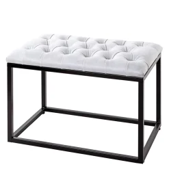 Polsterhocker mit Knopfheftungen in Grau - Zalyna