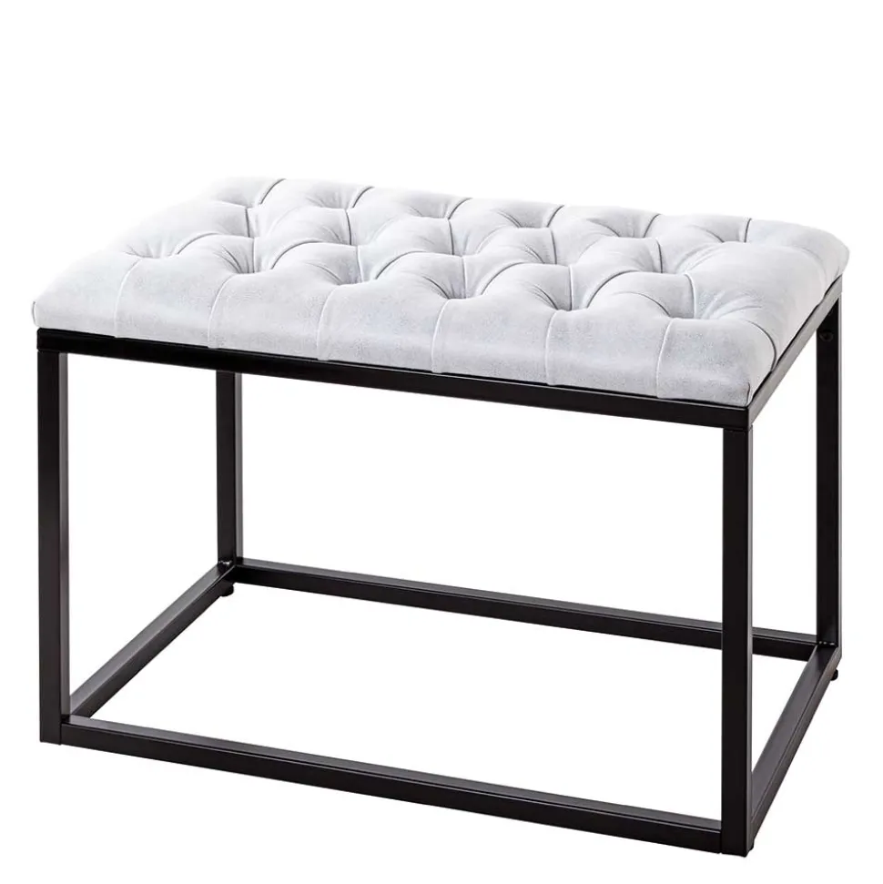 Polsterhocker mit Knopfheftungen in Grau - Zalyna