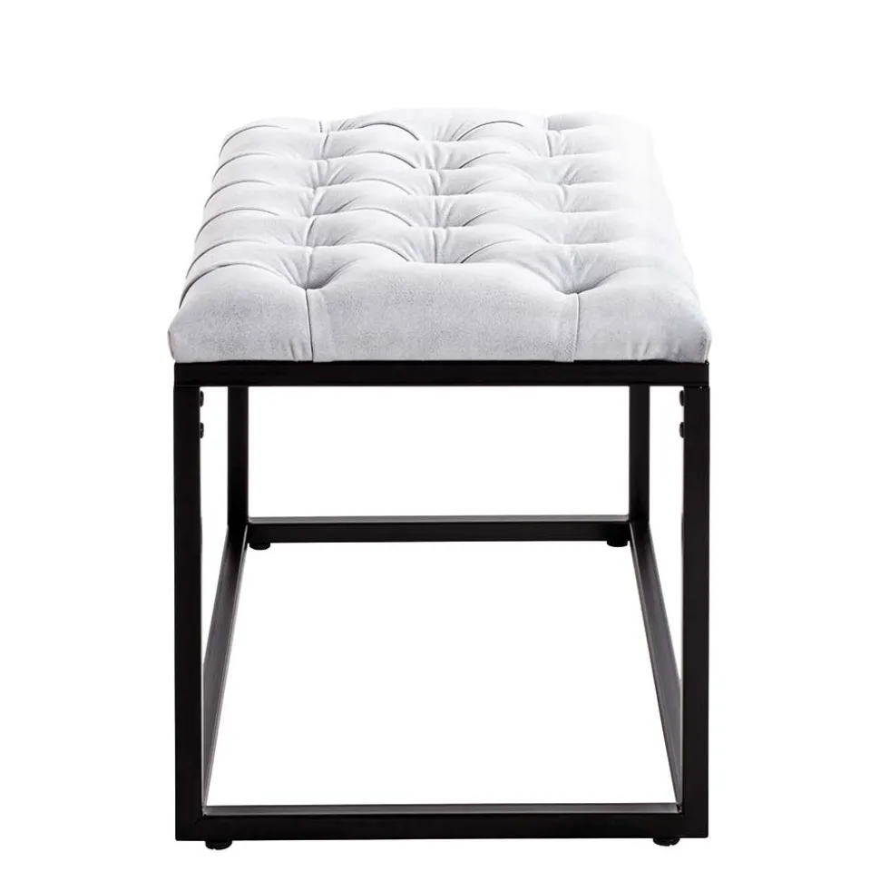 Polsterhocker mit Knopfheftungen in Grau - Zalyna