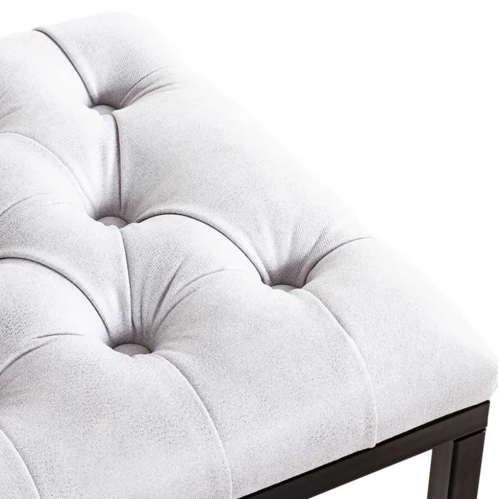 Polsterhocker mit Knopfheftungen in Grau - Zalyna