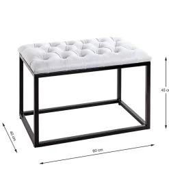 Polsterhocker mit Knopfheftungen in Grau - Zalyna