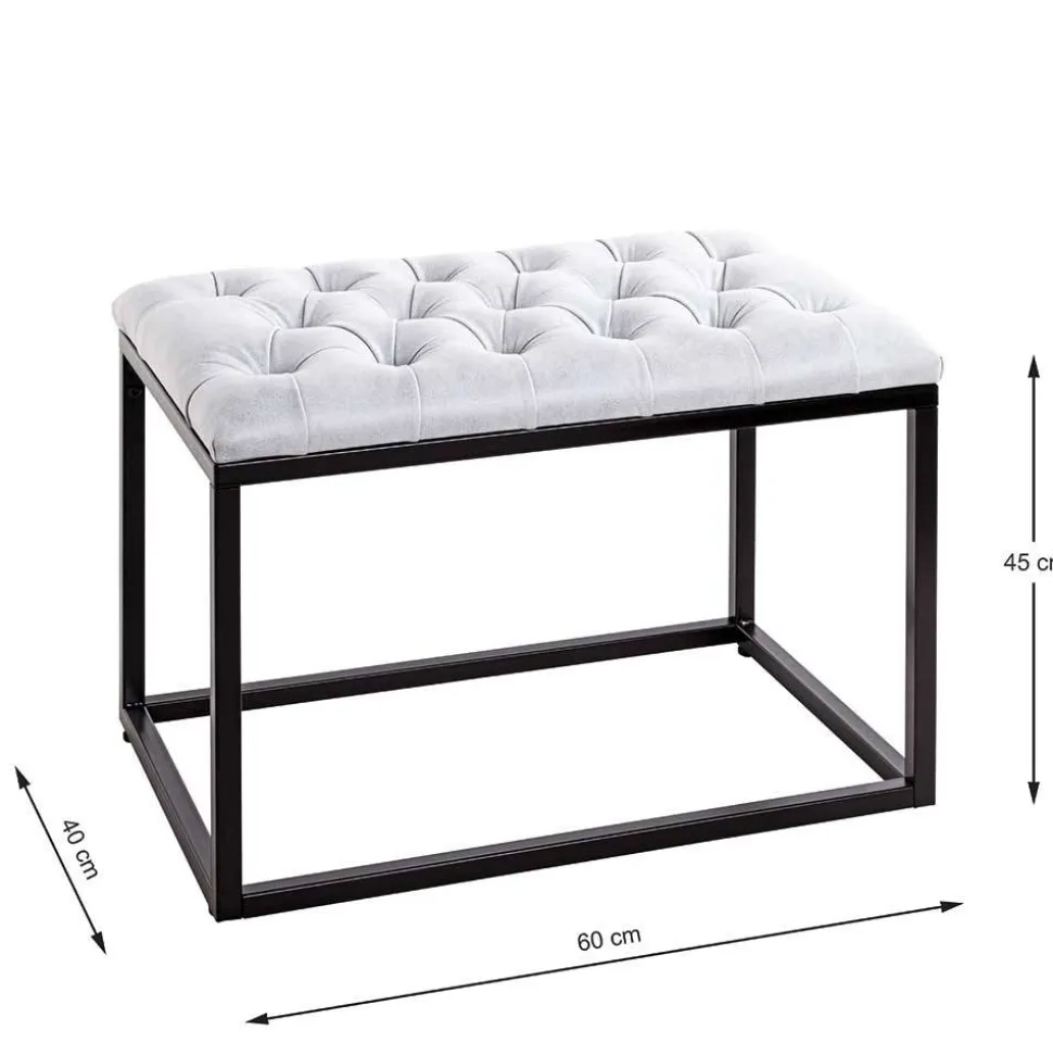 Polsterhocker mit Knopfheftungen in Grau - Zalyna