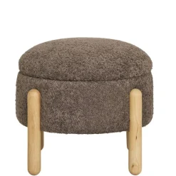 Polsterhocker mit Truhe in Braun Boucle - Pasterra