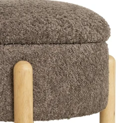 Polsterhocker mit Truhe in Braun Boucle - Pasterra