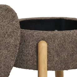 Polsterhocker mit Truhe in Braun Boucle - Pasterra