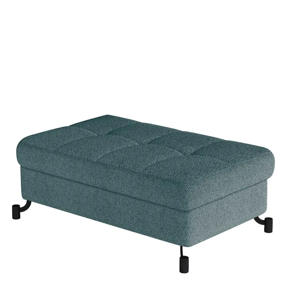 Polsterhocker mit Truhe in Petrol Blau - Garisa