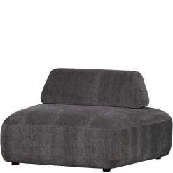 Polsterhocker mit verstellbarer Rückenlehne in Dunkelgrau - Atan