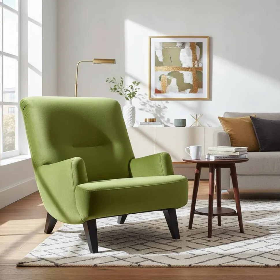 Polstersessel in Oliv Grün und Schwarz - Sofia