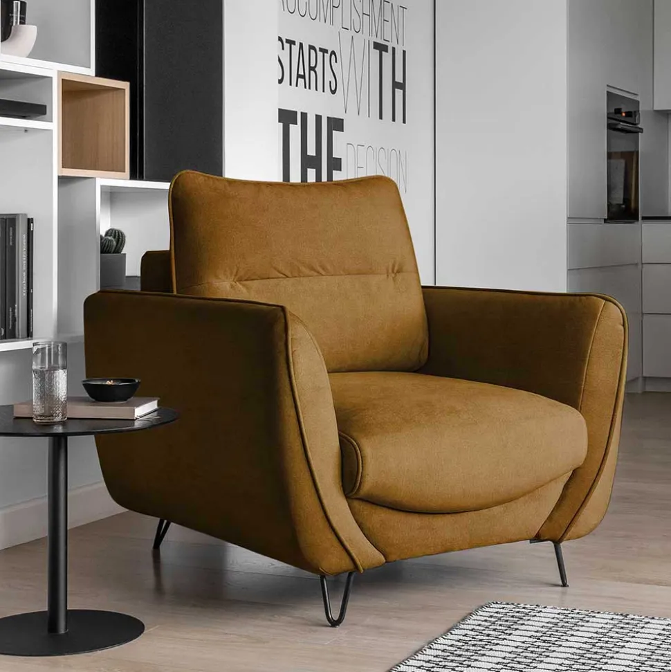 Polstersessel in Senfgelb Samt - Ombragon