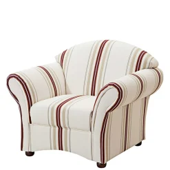 Polstersessel in Weiß Dunkelrot Beige gestreift - Senore
