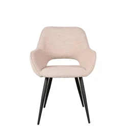 Polsterstühle aus Boucle in Beigegrau - Landhuis (2er Set)