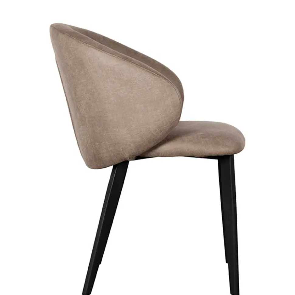 Polsterstühle aus Microfaser in Taupe - Alisa (2er Set)