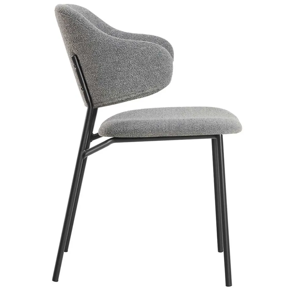 Polsterstühle in Dunkelgrau Boucle - Ciribati (2er Set)