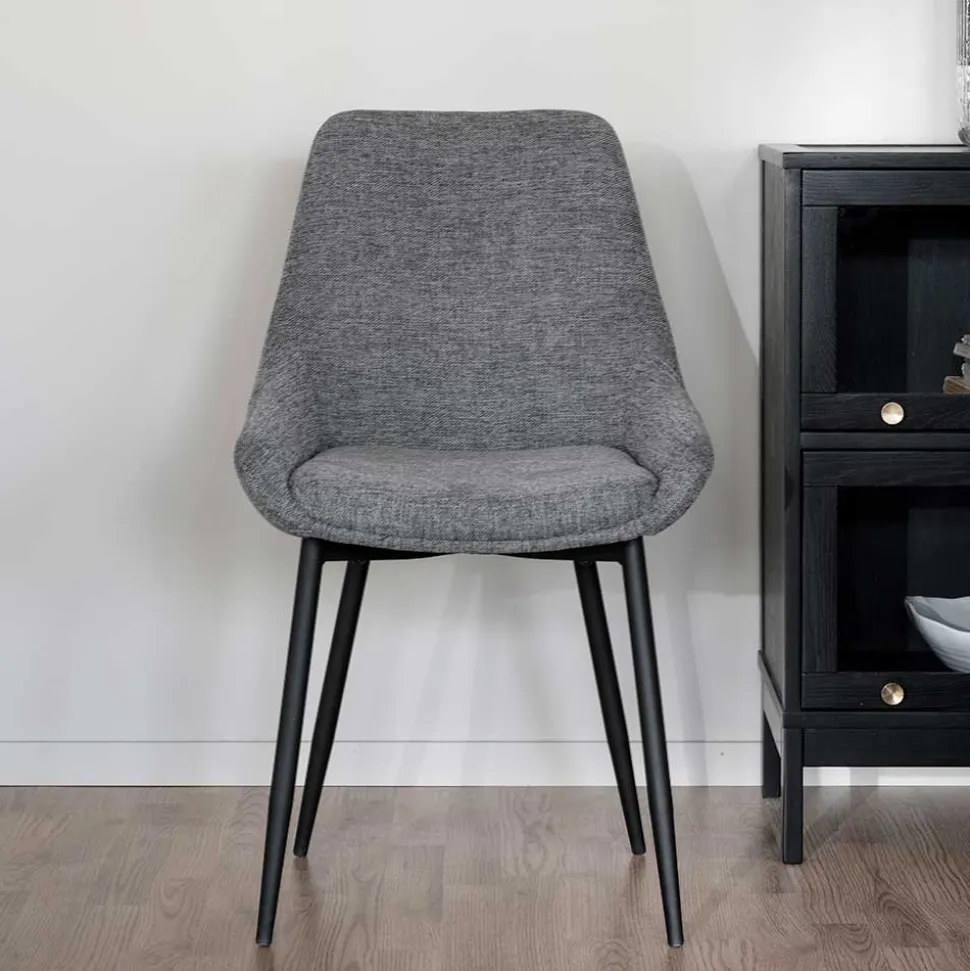 Polsterstühle in Hellgrau & Schwarz - Fabia (2er Set)