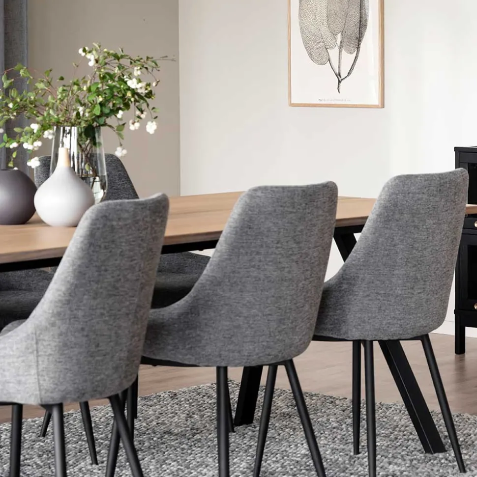 Polsterstühle in Hellgrau & Schwarz - Fabia (2er Set)