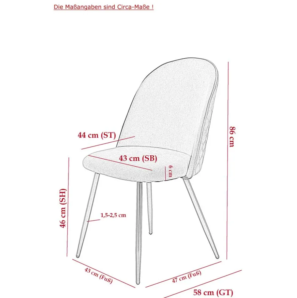 Polsterstühle in Petrol & Schwarz - Jeandru (4er Set)