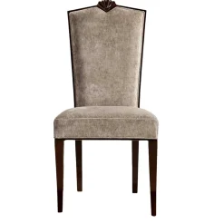 Polsterstuhl in Beige Samt & Braun Holz - Savossa