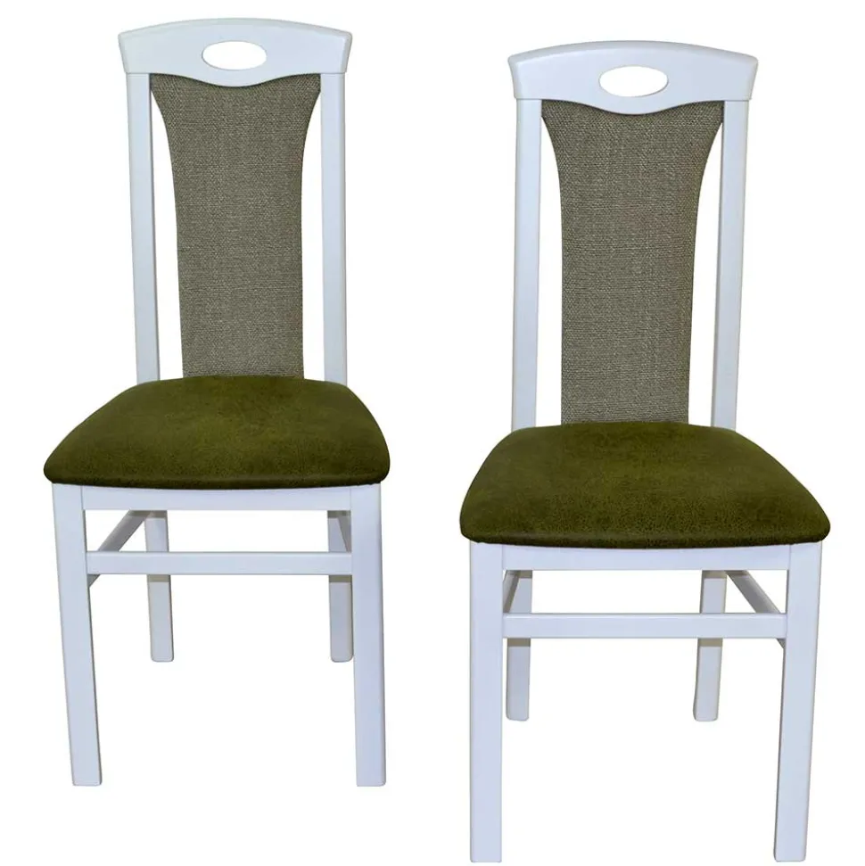 Polsterstuhl in Weiß & Grün - Suena (2er Set)