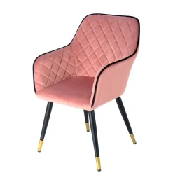 Polsterstuhl mit Armlehnen in Rosa Schwarz - Elliot