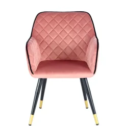 Polsterstuhl mit Armlehnen in Rosa Schwarz - Elliot