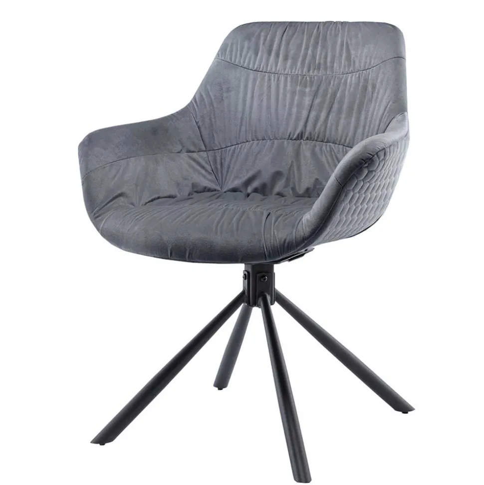 Polsterstuhl mit Armlehnen auf Drehgestell - Memphis