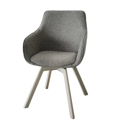 Polsterstuhl mit Armlehnen in Beigegrau - Diadoro (2er Set)