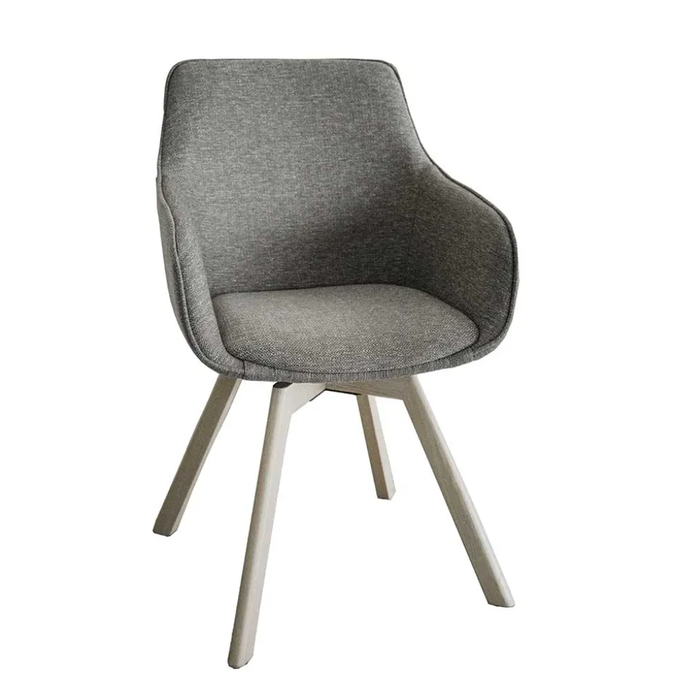 Polsterstuhl mit Armlehnen in Beigegrau - Diadoro (2er Set)