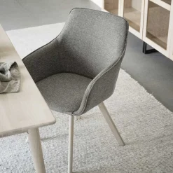 Polsterstuhl mit Armlehnen in Beigegrau - Diadoro (2er Set)