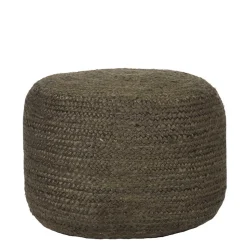 Pouf Hocker in Oliv Grün aus Jute - Delius