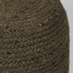Pouf Hocker in Oliv Grün aus Jute - Delius