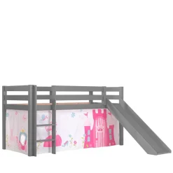 Prinzessin Hochbett mit Rutsche in Grau - Cisada