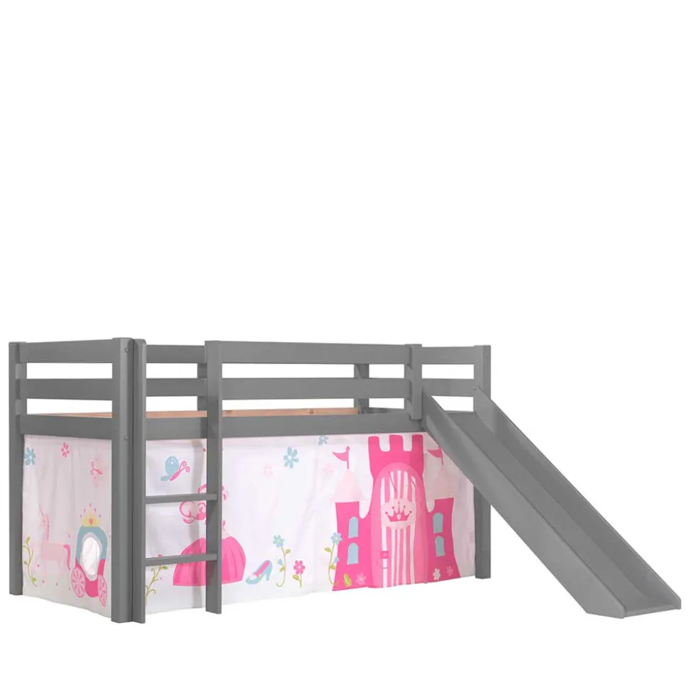 Prinzessin Hochbett mit Rutsche in Grau - Cisada