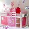 Prinzessin Hochbett Tornado mit Vorhang und Tunnel in Rosa Pink
