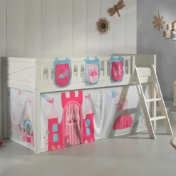 Prinzessin Spielbett Hochbett in Weiß - Brusetta