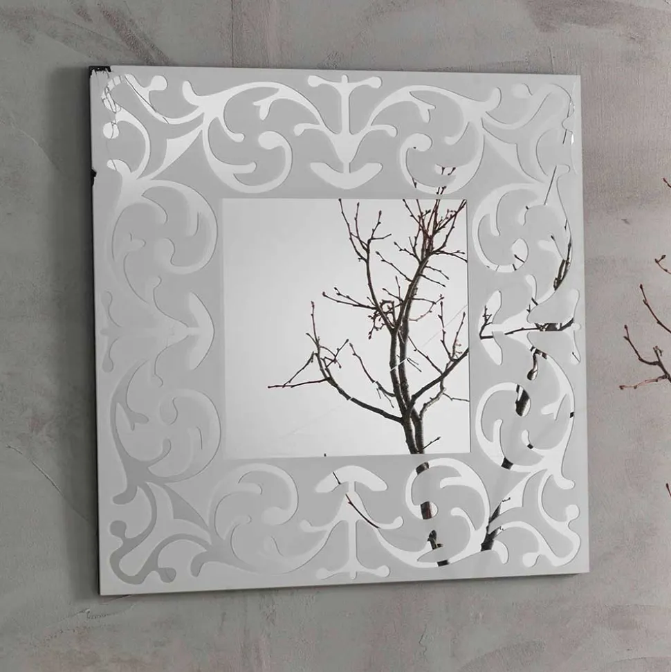Quadrat Design Spiegel mit Ornament Rahmen - Spazion