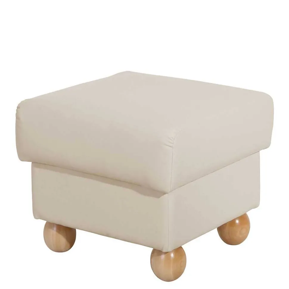 Quadrat Hocker in Beige Kunstlederbezug - Sharay