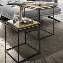 Quadratische Beistelltische in Gold - Miaoly (zweiteilig)