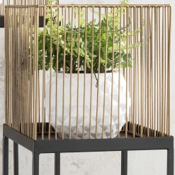 Quadratische Blumensäule mit Gitterkorb - Brazoli