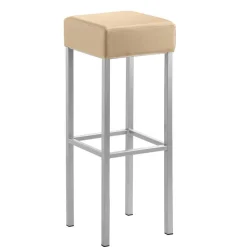 Quadratischer Barhocker in Beige Microfaser - Garrysa