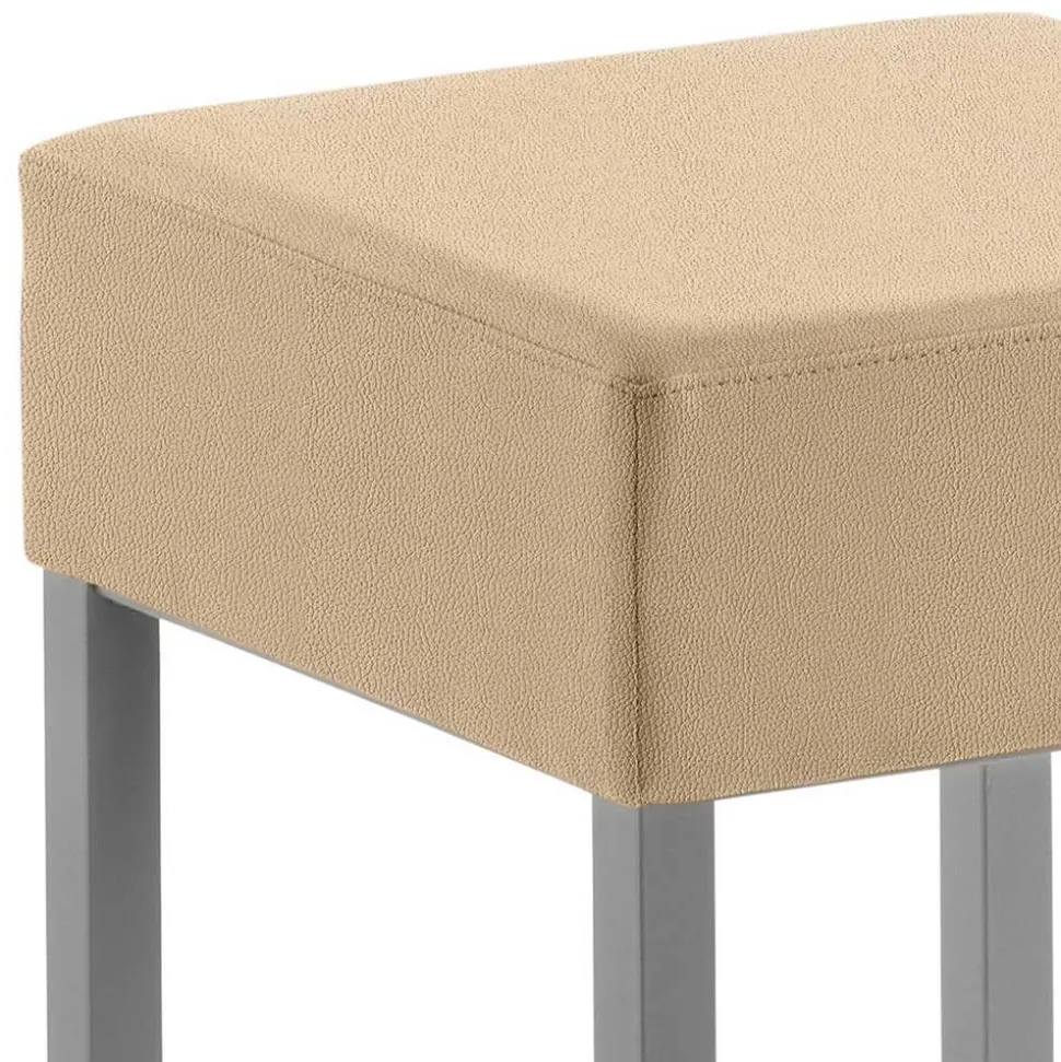 Quadratischer Barhocker in Beige Microfaser - Garrysa