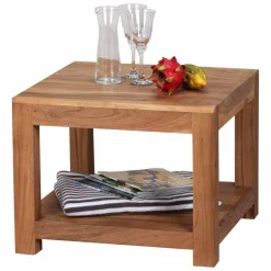 Quadratischer Couchtisch Vislan aus Holz naturbelassen Akazie massiv