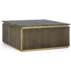 Quadratischer Wohnzimmertisch mit Marmorplatte - Hayato