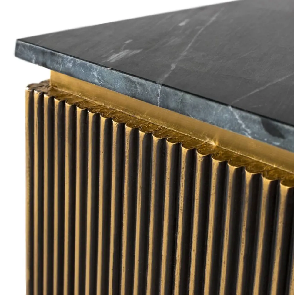 Quadratischer Wohnzimmertisch mit Marmorplatte - Hayato