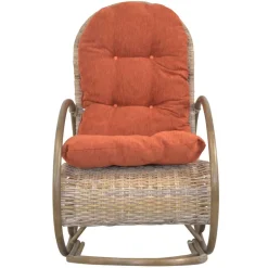 Rattan Geflecht Schaukelstuhl in Graubraun - Atjada