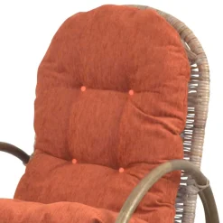 Rattan Geflecht Schaukelstuhl in Graubraun - Atjada